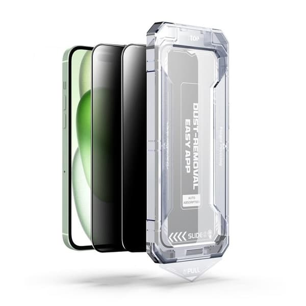 Compatible with iPhone 16 Privacy Tempered Glass Screen Protector (2-Pack) Svart black