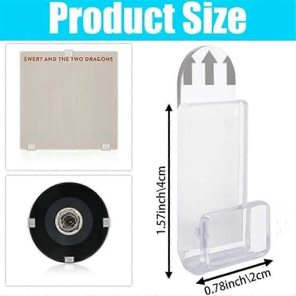 Transparent Wall Mount Record Display Shelf with 24 Self-Adhesive Acrylic Hooks for Vinyl.