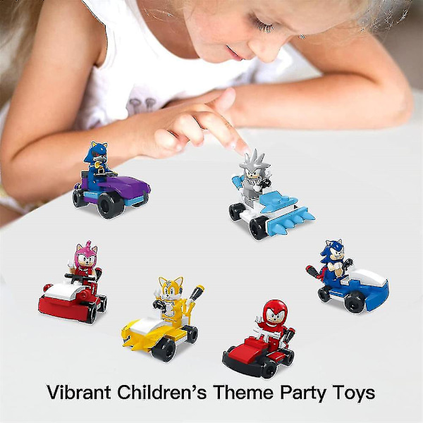 6 stk Sonic Byggeklodser Mini Actionfigurer Tegneserie Racerbilspil Samlet Minifigurer Legetøj Børn Drenge Piger Julegave