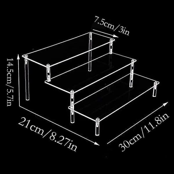 Transparent akryl display stand, tre-lags transparent trappehylde, akryl samlerobjekt display stand, display rack