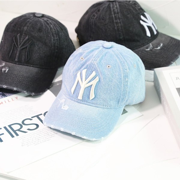 Tvättad Denim Basebollkeps Svart Vintage Y2k Dad Hat BLACK BLACK Black Black