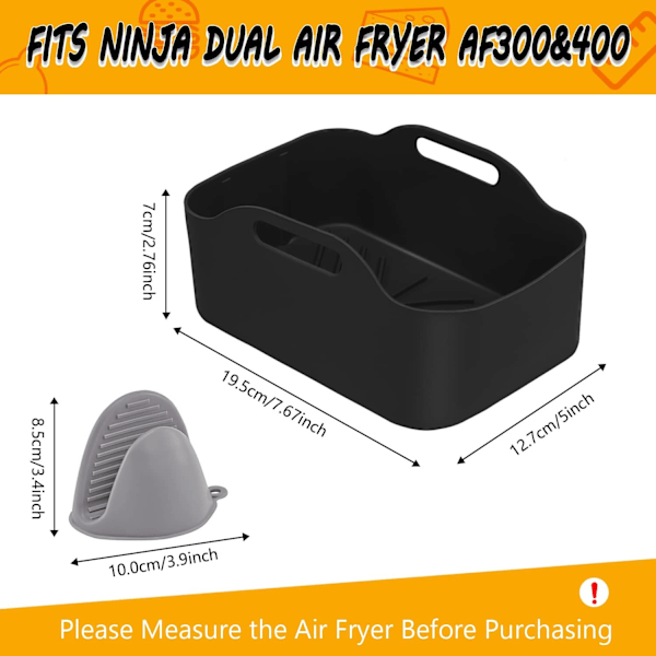(Erikoistarjouksia!) 2 kpl silikonimuotteja kaksoisairfryeriin, silikonimuotteja airfryeriin, kaksoissilikoni-airfryer-korit, airfryer-teline