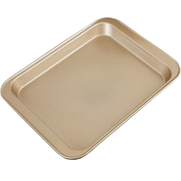 33*23cm bageplade, non-stick bageplade i rustfrit stål, kageform, ovn, roulade, kage (guld, stor). 【Regular】 Large golden baking tray