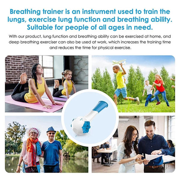 Breathing Training, Lung Function Improvement Trainer, Spirometer Blue 0.08