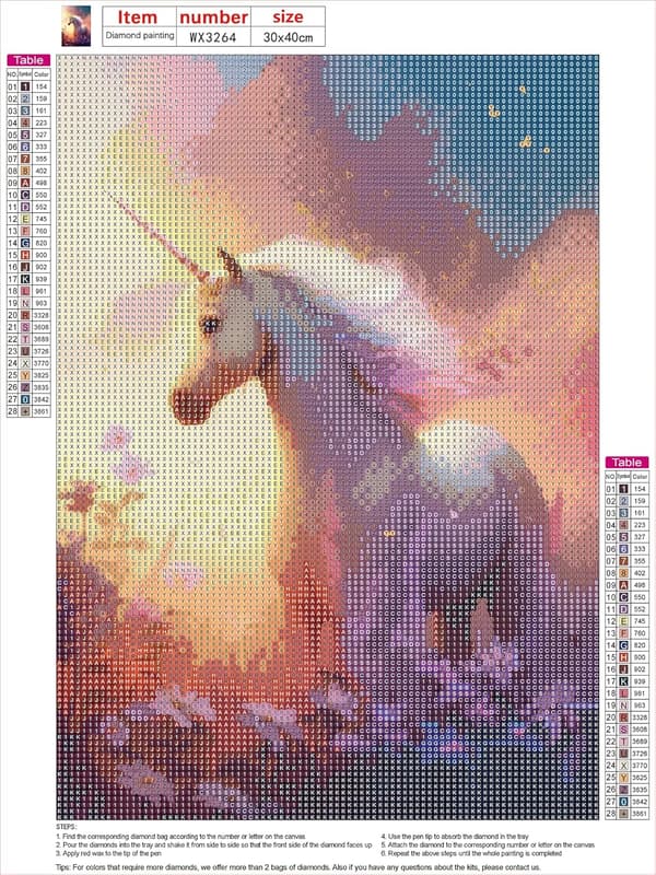 30x40 cm 5D diamantmålning, DIY broderad vacker enhörning diamantmålning
