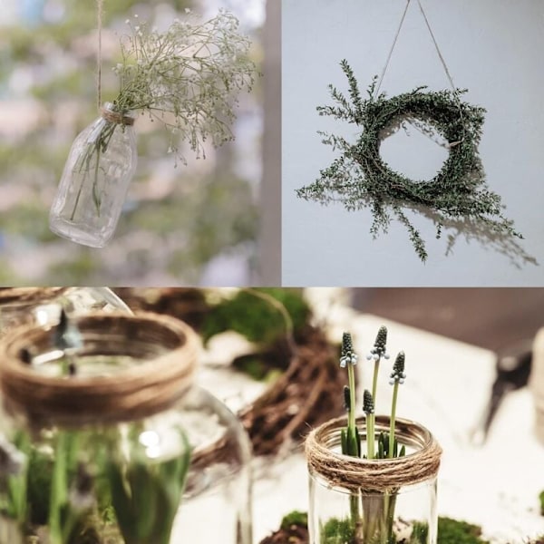 100m JUTE SNÖRE Naturligt rep Trädgårdssnöre Fint rep för Trädgårdsarbete Bröllopsdekoration, Kreativ konst DIY Presentförpackning