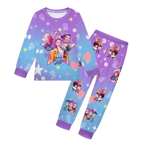 Devil Hunter pyjamasett for barn, lange ermer og bukser, lilla purple 120cm