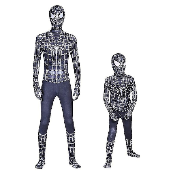Sort Spiderman Cosplay Superhelte Kostume Børn Voksen Heldragt 190 Adults (180-190cm)