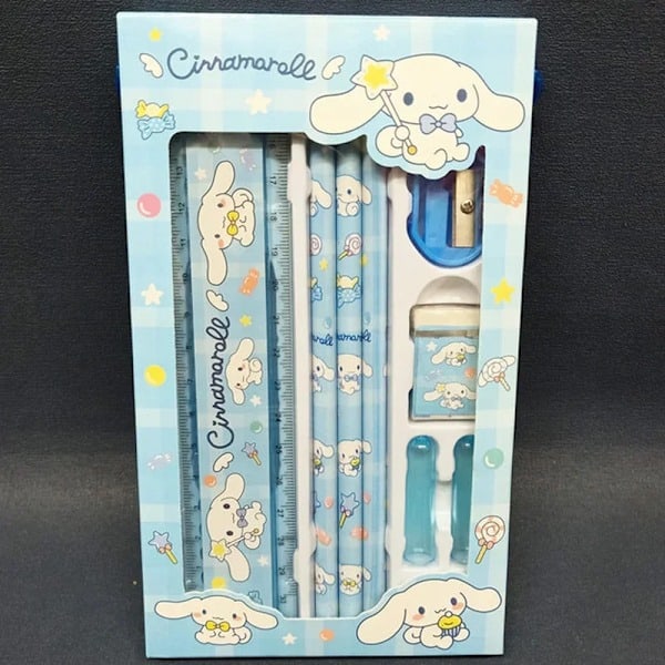 Sanrio Brevpapir 2-sæt Blyant Pen Sletgummi Lineal Kawaii Melodi Kuromi Kanelrulle Student Maling Forbrugsvarer Børn Ferie 2Pcs sæt kt