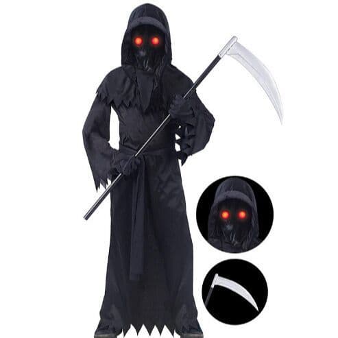 Nye Halloween-kostumer til børn, kostumer med dødstema og lysende briller. L 120-130CM