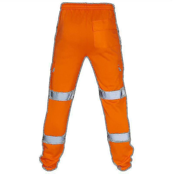 Säkerhetsarbetsbyxor för vuxna, hög synlighet, elastisk midja, joggingbyxor (FMY)BY Orange Orange 2XL