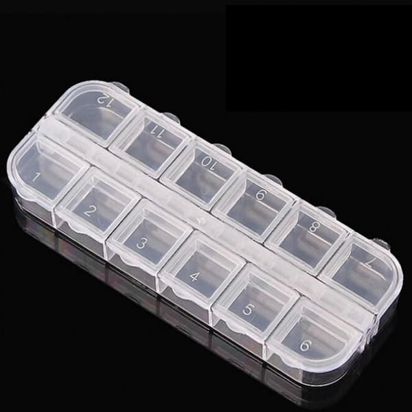 Oppbevaringsboks med 12 rom - 13 x 5 cm Transparent transparent