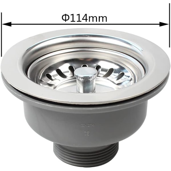 Diskho sil korg i rostfritt stål, 114mm diskho ventil