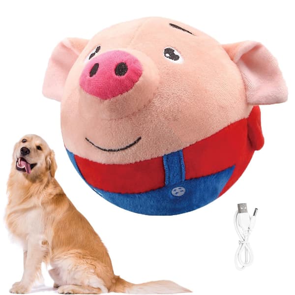 Dynamic Plush Pet Toy, Interactive Bouncing Ball, Sound-Emitting Electronic Dog Toy Red