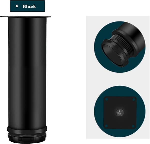 (Sort) 20CM Justerbart Møbelben, 4PCS Højdejusterbart Bordben Metal Møbelben Rustfrit Stål Bordben Møbelben Med Skruer Cabi