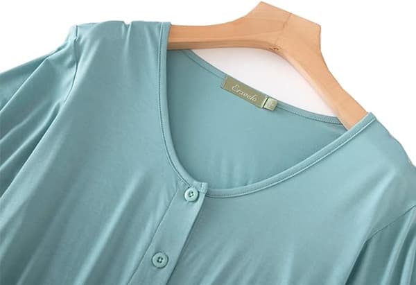 Nattlinne, kortärmad, knäppning, V-ringning, avslappnad pyjamas, plusstorlek XL XL