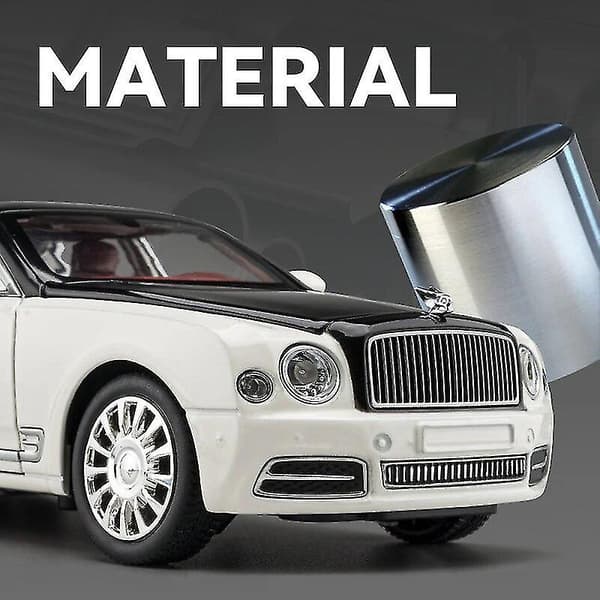 1:24 Bentley Mulsanne Diecast Toy Car Model with Sound, Light, and Pullback Function; Suitable as a Gift for Children. Black