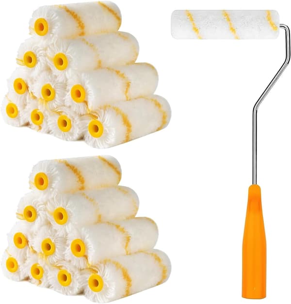 20-piece Paint Roller Set Mini Paint Rollers with Rubber Handle 10 cm Paint Roller Set Suitable for Architectural Wall Decoration Painting Supplies