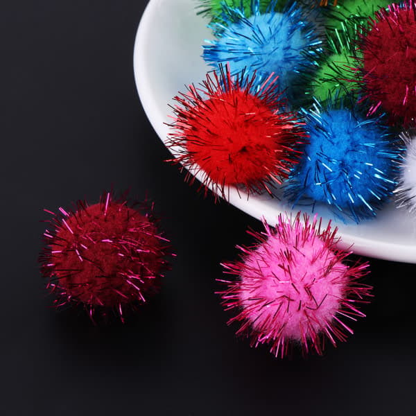 100 mini 30 mm fluffy bløde pompom-glimmerkugler gør-det-selv-legetøj til børn