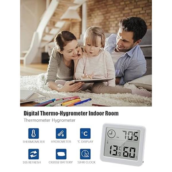 Digitalt (hvitt) innendørs termometer og hygrometer B