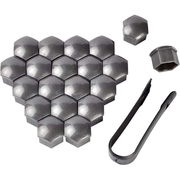 Mutterisuojukset 19 mm, 20 kpl 19 mm pultin mutterisuojuksia, kuusikulmaiset suojukset pyöränmuttereille, universaalit pultinsuojukset 19 mm