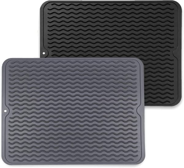 Silicone Drain Mat - Antibacterial Dish Drying Mat - Heat Resistant