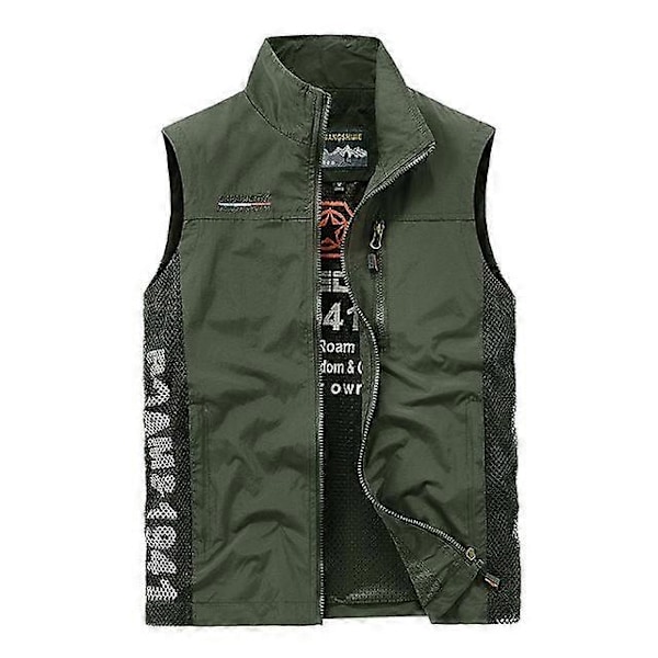 Herr Frilufts Sommar Arbetsväst Vår Multi-fickor Taktiska Västar Stor Storlek M-6XL Man Vandring Fiske Ärmlösa Jackor-xindaren grön XXXXL green