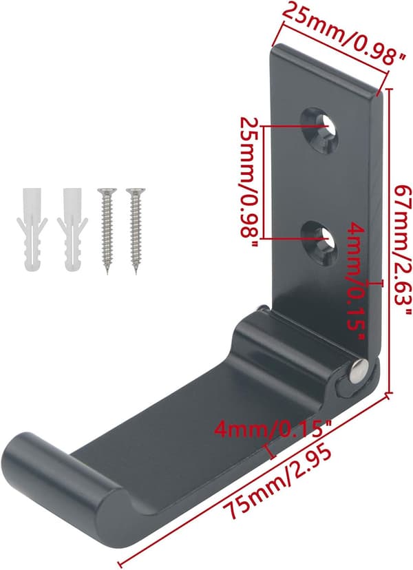 Foldable Wall-Mounted Clothes Hooks/Hangers for Hanging Clothes and Towels, 5-Pack (Black) black