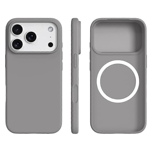 Kompatibel med iPhone 17 Pro, MagSafe-kompatibel, ultratynd flydende silikone + PC-materiale, grå. Grey Grey
