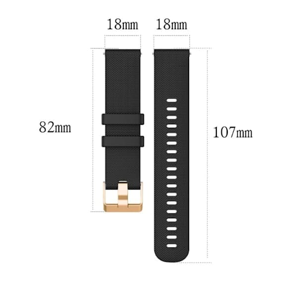 Kompatibel med Garmin smarture 18 mm/20 mm urrem, grå erstatningsrem, 18 mm bred. Grey 18mm Width