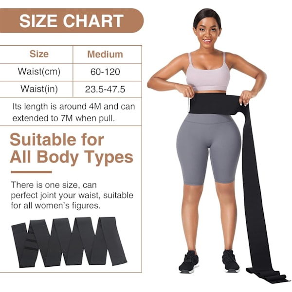 Taljetræner til kvinder, Formende taljebælte, Elastisk abdominalbælte, Sort black 3m