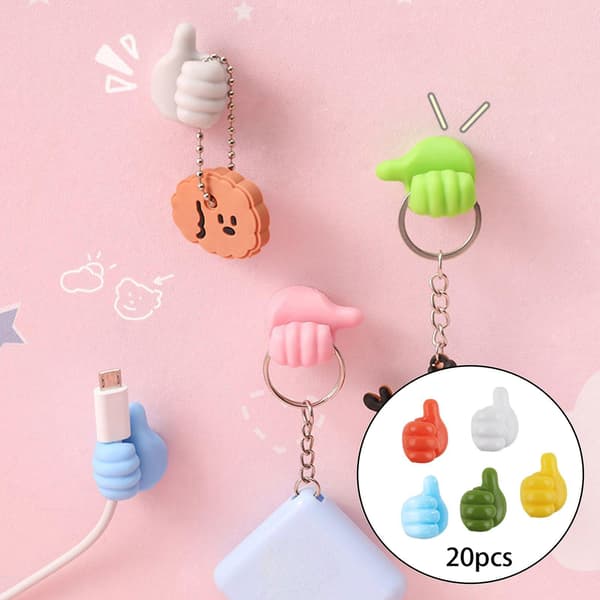 Thumb-shaped wall hook, fun cable organizer, thumbs up-shaped, can also be used as a key hook, random color.
