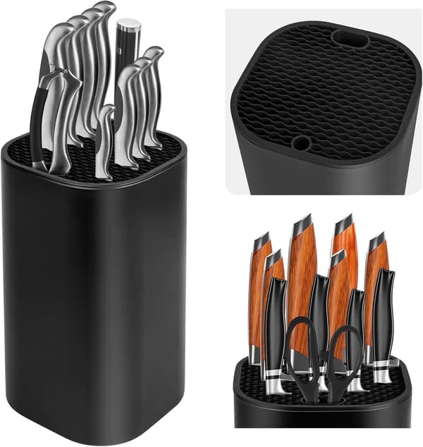 1 Knife Holder Without Knives, Empty Kitchen Knife Block, Universal Black Knife Holder, Kitchen Knife Rack, Kitchen Knife Storage Rack