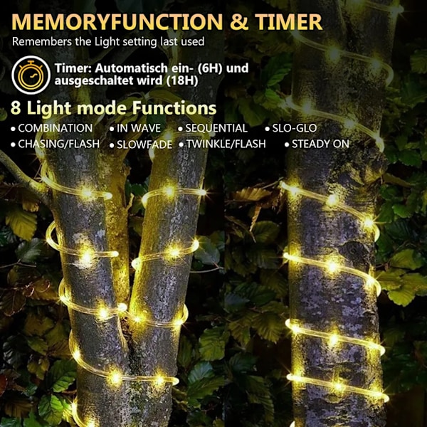 LED-slingor - 30 m - Varmvit inomhus/utomhus - IP44 - Ljusslinga