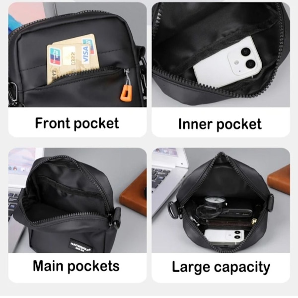 Messenger Väska Axelremsväska Crossbody Pouch SVART black