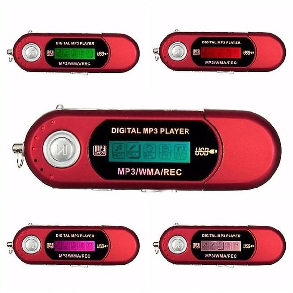 USB MP3-soitin Kannettava Musiikkisoitin Digitaalinen LCD-näyttö 4 Gt Tallennustilaa FM-radio Monitoiminen MP3-musiikkisoitin USB-tikku K1KF, punainen