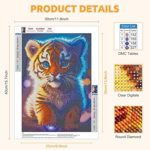 (30x40 cm) 5D Diamant Maleri Tiger
