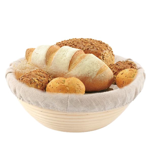 Bakematte, lin med deigskrape (for brødbaking), hevekurv 25 cm