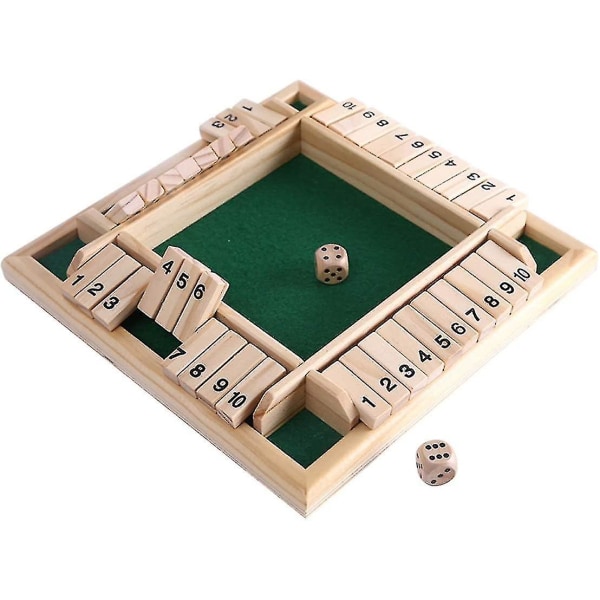 Deluxe 4-spelare Shut The Box Träfbrädespel Klassiskt Tärningsspel