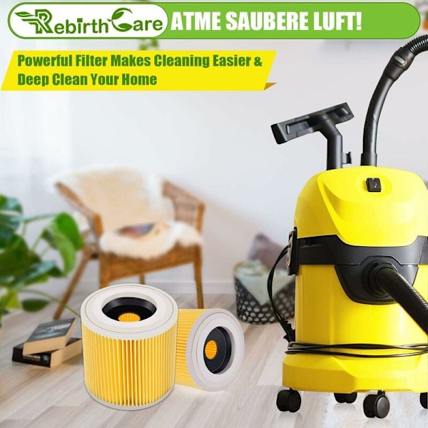 2 kpl patruunasuodattimia Kärcher WD3 Premium, WD2, WD3, WD3P, MV2, MV3 - WD3 -suodattimelle - suodatin Kärcher-pölynimurille 6.414-552.0/6 Hggb
