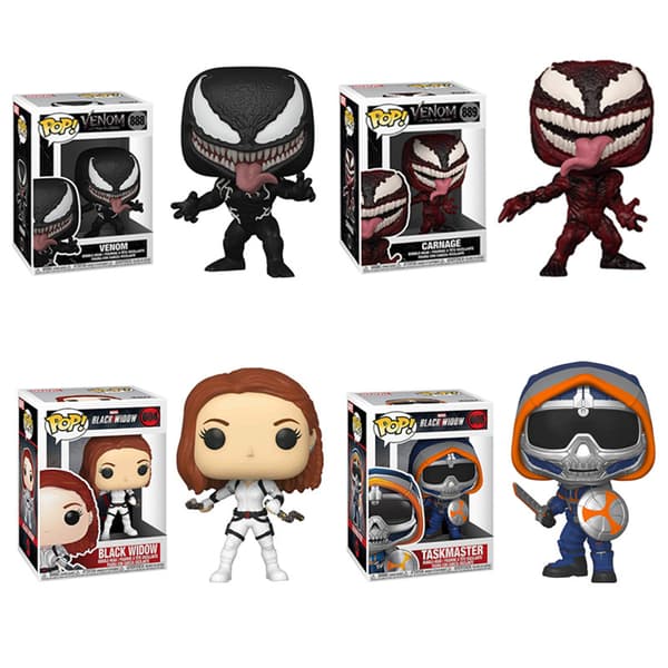 Figurer associerade med Venom 2, Venom Carnage, Black Widow, Taskmaster Black Widow 604POP*