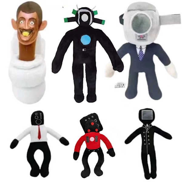 Mub- Skibidi toilet pehmolelu WC-mies parodia pehmolelut nuket Six-piece combo set
