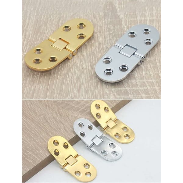 Zinc Alloy Folding Table Hinges, Rounded Corners, 4-Pack Concealed Hinges, Suitable for Furniture (Silver).