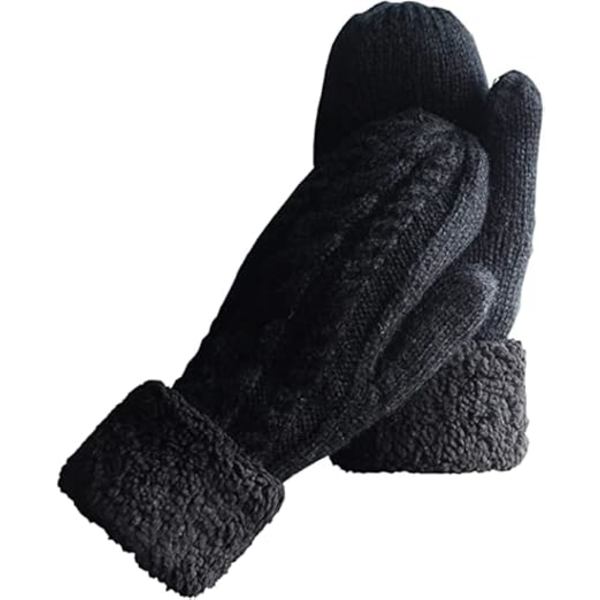 Damvantar, förtjockat fleecefoder, varma stickade vinterhandskar, fingerlös stil, damhandskar/vantar