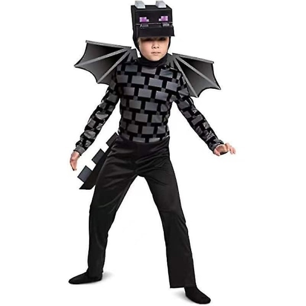 Minecraft Cosplay Maskeraddräkt för Barn Pojkar Flickor Festdräkt Presenter BlackBlueTop  Pant  Cap XL 11-13Y 135-145cm