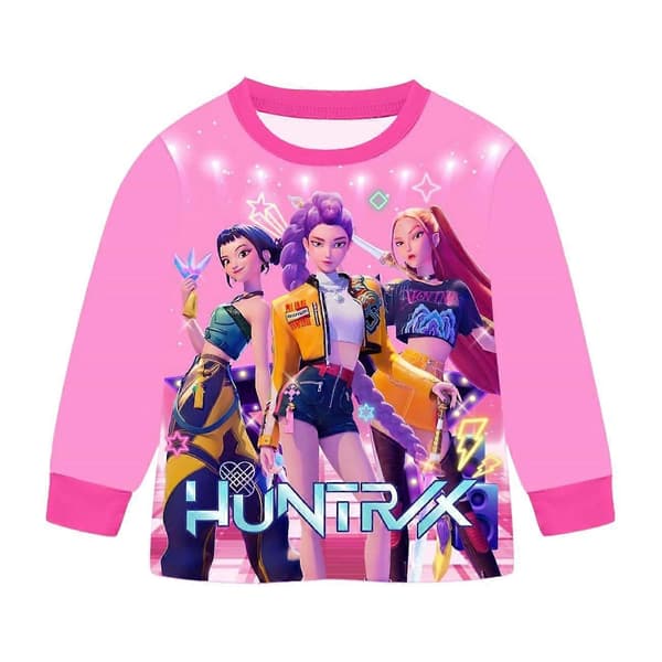 K-Pop Devil Hunter långärmad barnpyjamas, söta tecknade pyjamasplagg för barn, lämpliga för både sov- och vardagskläder, rosa. pink 110