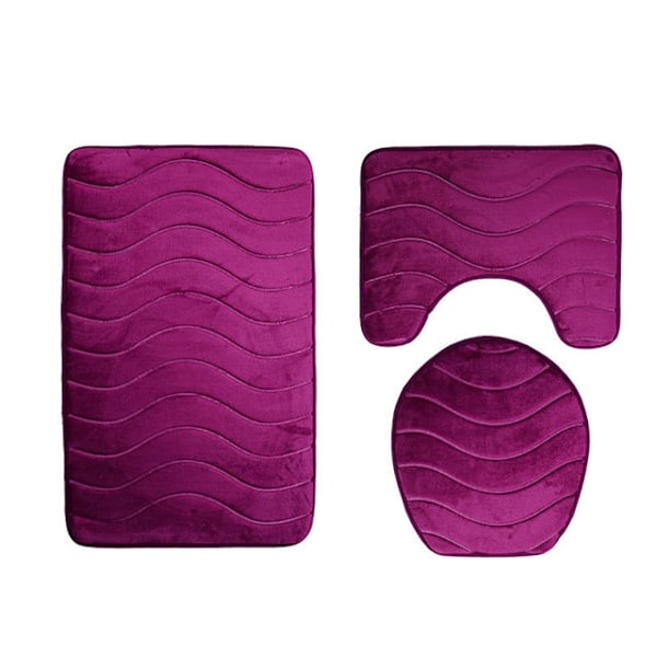 Flannel gulvmåtte, toiletlåg, toiletmåtte, badeværelsesmåtte, tredelt, A08
