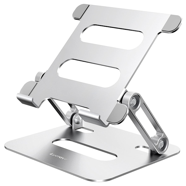 Tabletstander til skrivebord - Justerbar foldbar aluminiumsskrivebordsstativ E-læser Sølv