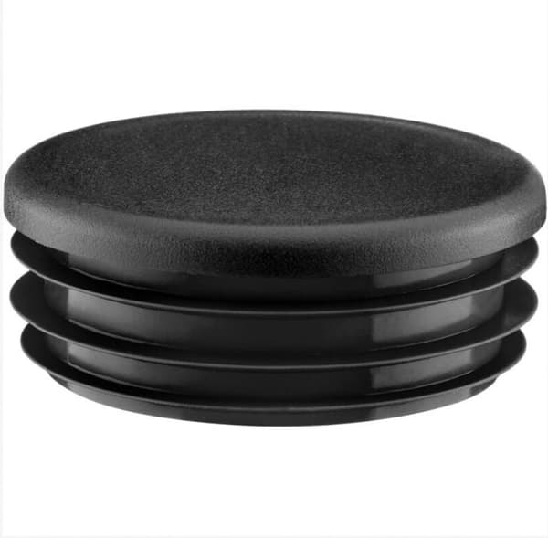40 mm runde rørplugger, 4-pakning, svart, plastmateriale, runde pluggføtter.