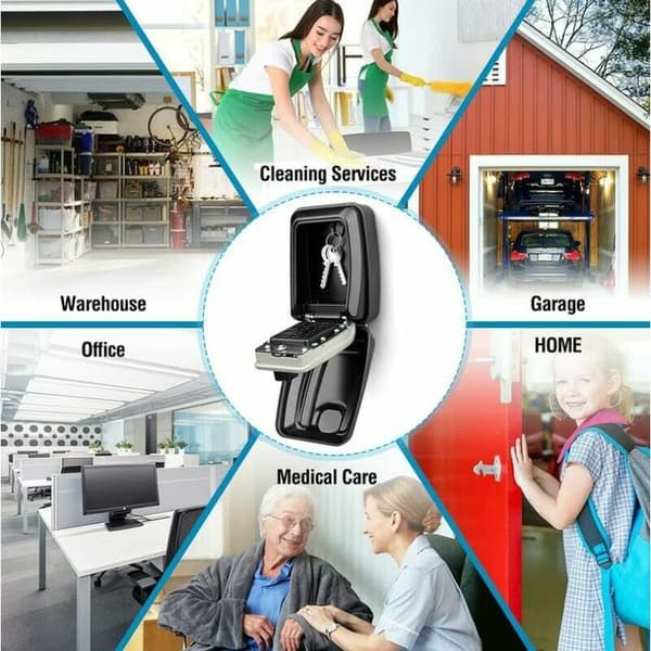 Black Waterproof Key Safe/Wall Mounted Key Box for Outdoor Key Storage.